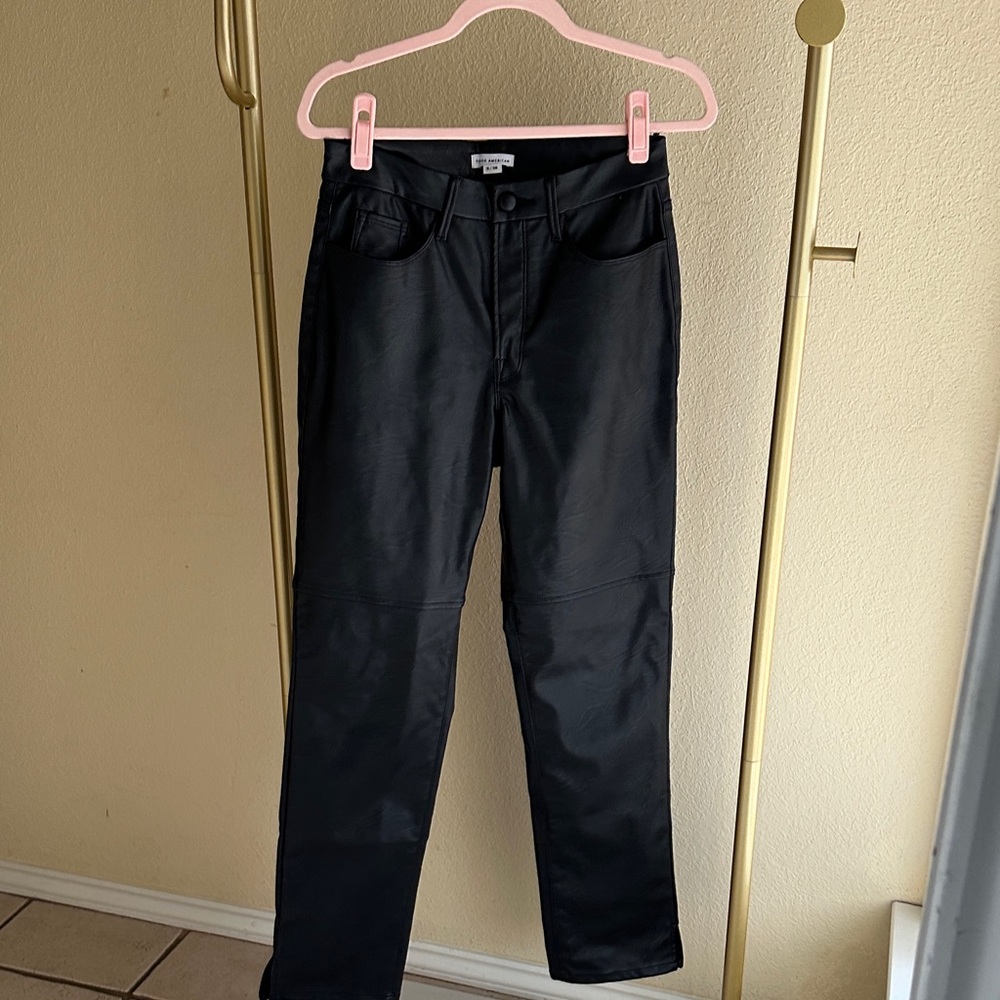 BOGO Good American Black Faux Leather Straight-Leg Pants - Picture 2 of 7